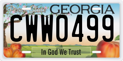 GA license plate CWW0499
