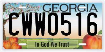 GA license plate CWW0516