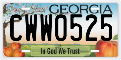 GA license plate CWW0525