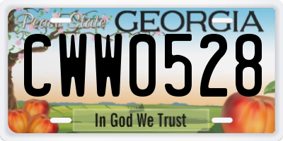 GA license plate CWW0528