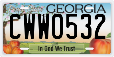 GA license plate CWW0532