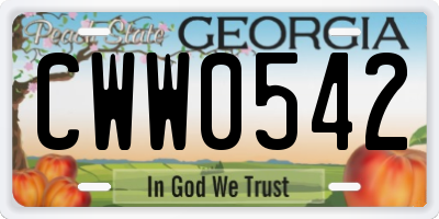 GA license plate CWW0542