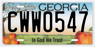GA license plate CWW0547