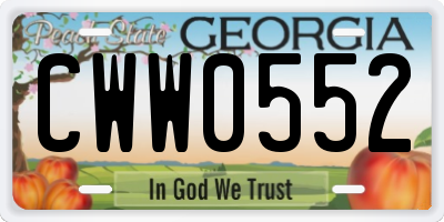 GA license plate CWW0552