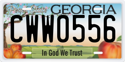 GA license plate CWW0556