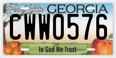 GA license plate CWW0576