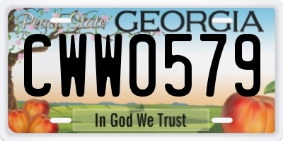 GA license plate CWW0579