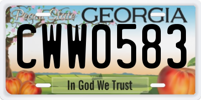 GA license plate CWW0583