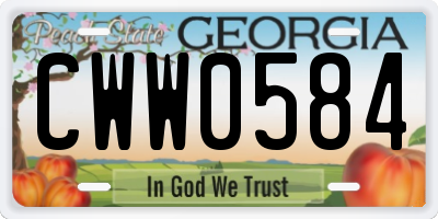 GA license plate CWW0584
