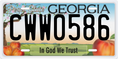 GA license plate CWW0586