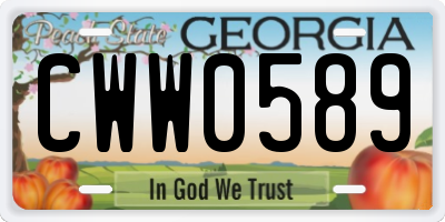 GA license plate CWW0589
