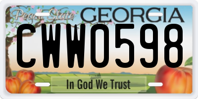 GA license plate CWW0598
