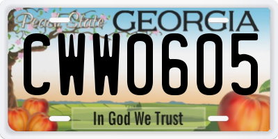 GA license plate CWW0605