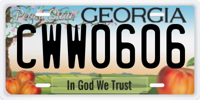 GA license plate CWW0606