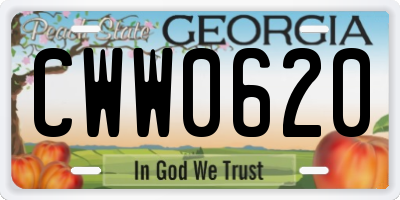 GA license plate CWW0620
