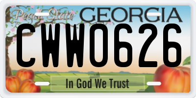 GA license plate CWW0626