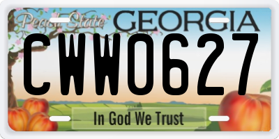 GA license plate CWW0627