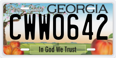 GA license plate CWW0642