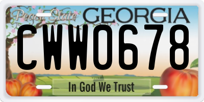 GA license plate CWW0678