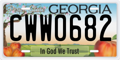 GA license plate CWW0682