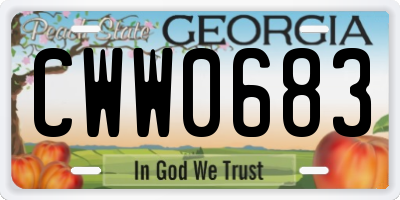 GA license plate CWW0683