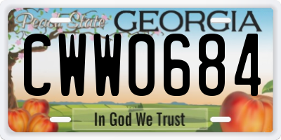 GA license plate CWW0684