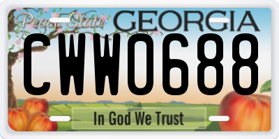 GA license plate CWW0688