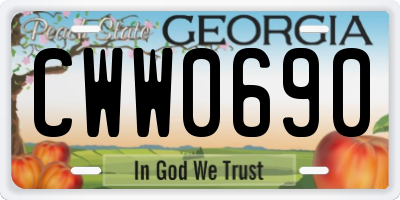 GA license plate CWW0690