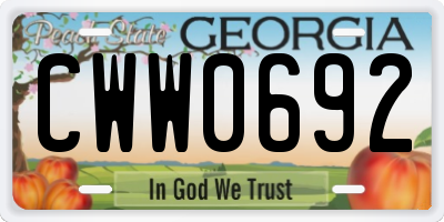 GA license plate CWW0692