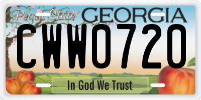 GA license plate CWW0720