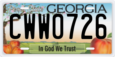 GA license plate CWW0726