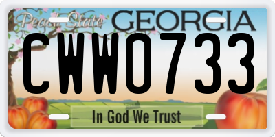GA license plate CWW0733