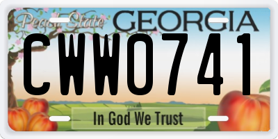 GA license plate CWW0741