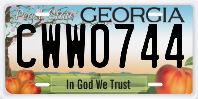 GA license plate CWW0744
