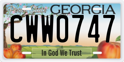 GA license plate CWW0747
