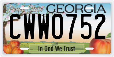 GA license plate CWW0752