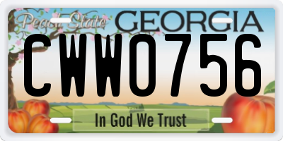GA license plate CWW0756