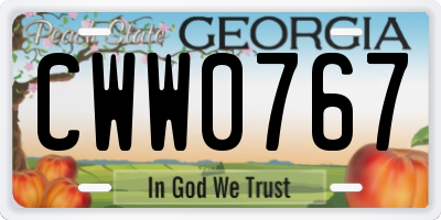 GA license plate CWW0767