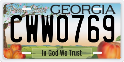GA license plate CWW0769