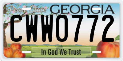 GA license plate CWW0772