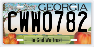 GA license plate CWW0782