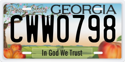 GA license plate CWW0798