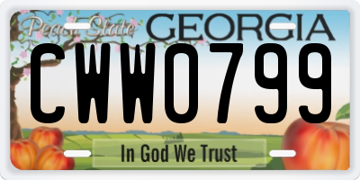 GA license plate CWW0799