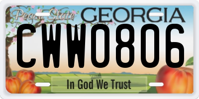 GA license plate CWW0806