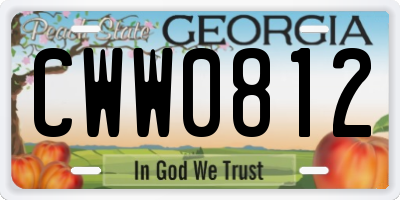 GA license plate CWW0812