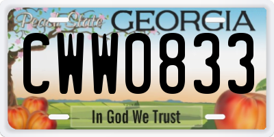 GA license plate CWW0833