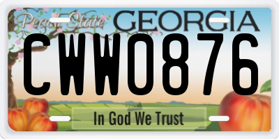 GA license plate CWW0876