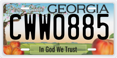 GA license plate CWW0885