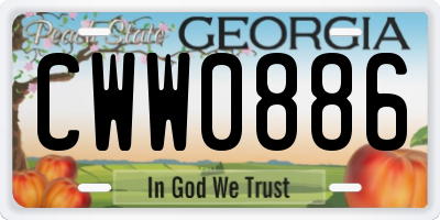 GA license plate CWW0886