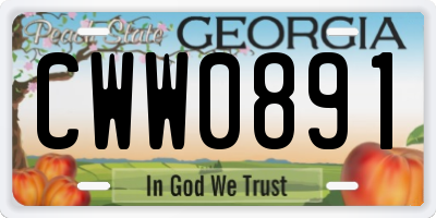 GA license plate CWW0891